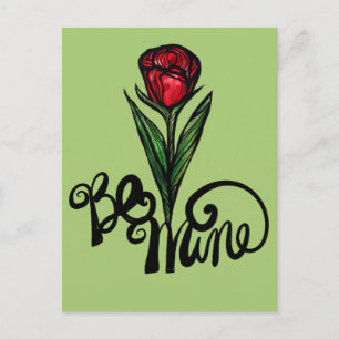 Postal Be Mine Red Rose Valentine