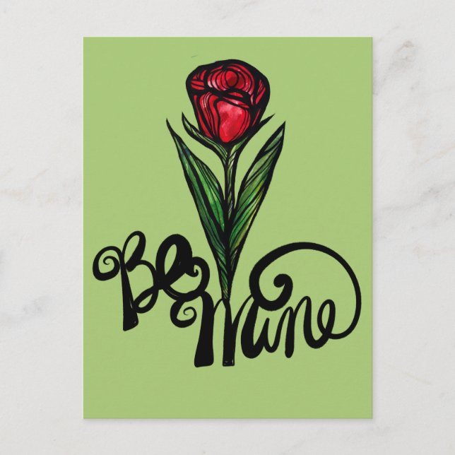 Postal Be Mine Red Rose Valentine (Anverso)