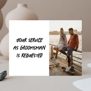 Postal Be My Groomsman Brussel Script Photo