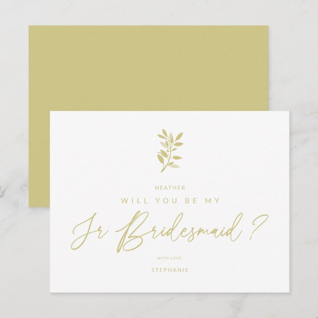 Postal Be My Junior Bridesmaid Golden Effect Braches (Anverso / Reverso)
