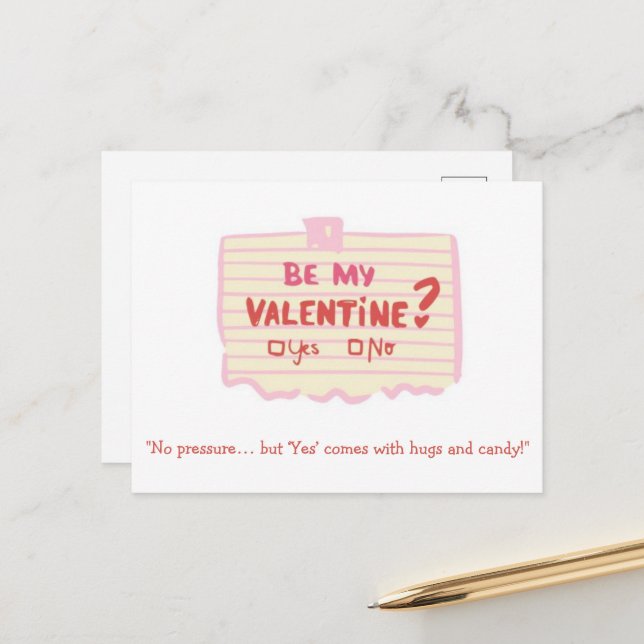 Postal Be My Valentine Funny Card for Couples (Anverso/Reverso In Situ)