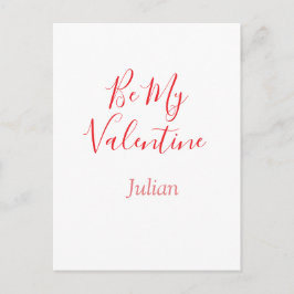Postal Be my valentine red name elegant love couple 