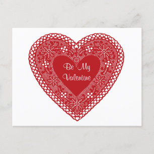 Postal Be my Valentine Vintage Lace Heart