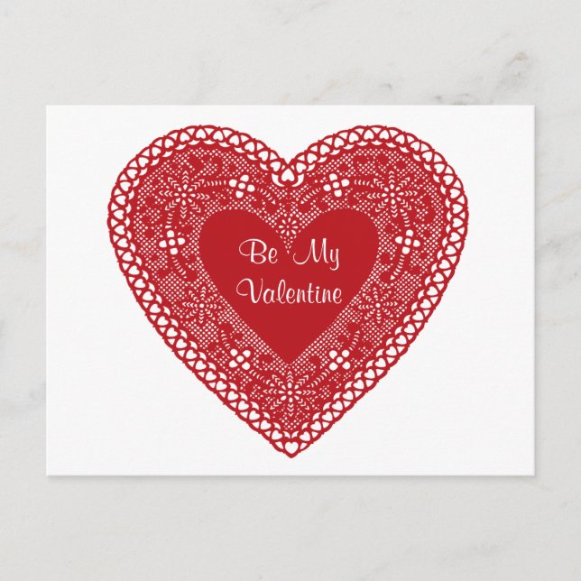 Postal Be my Valentine Vintage Lace Heart (Anverso)