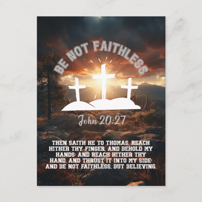 Postal Be Not Faithless John 20:27 Bible Verse (Anverso)