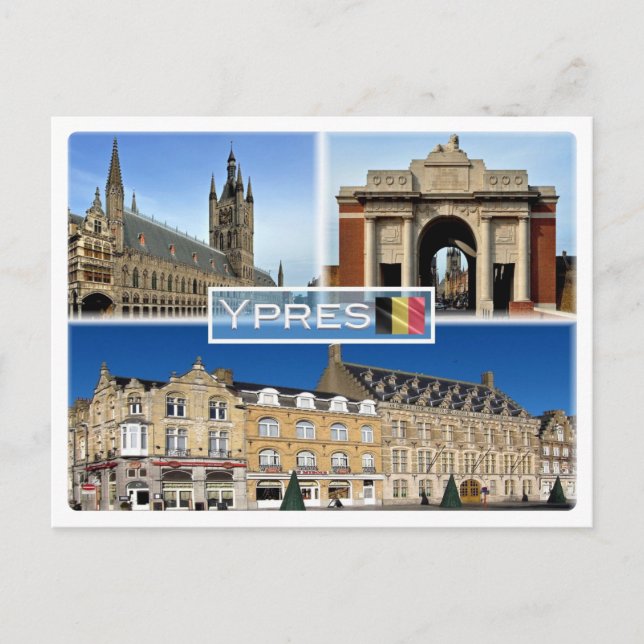 Postal BE Ypres - Lakenhal, en el Museo de los Campos de  (Anverso)