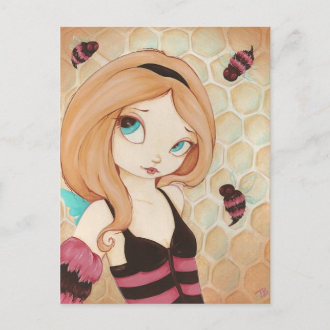 Postal Bea - Fantasía de hadas con abejas (Anverso)