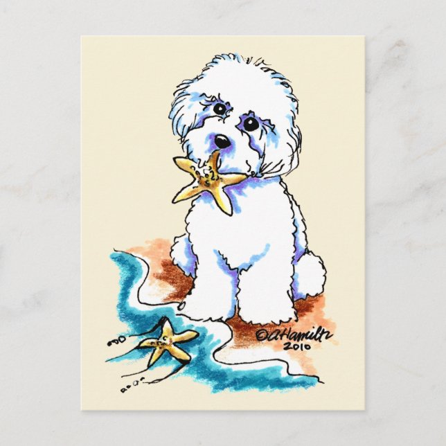 Postal Beach Babe Bichon Frise (Anverso)