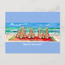 Postal Beach Bunnies Rabbit Vacation Watercolor Art Post