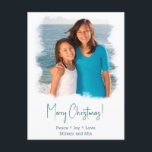 Postal Beach Christmas Photo Card Coastal Watercolor<br><div class="desc">Navidades de fotografía de familia costera con plantilla de acuarela - temática de playa | Simplemente sube las fotos de tu familia y las ve transformarse en una carta artística de acuarela navideña. Añade tus propios nombres y saludos, y tienes tu propia tarjeta de Navidades de fotos familiares personalizada! El...</div>