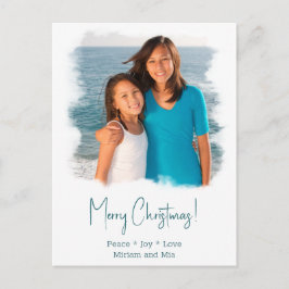 Postal Beach Christmas Photo Card Coastal Watercolor