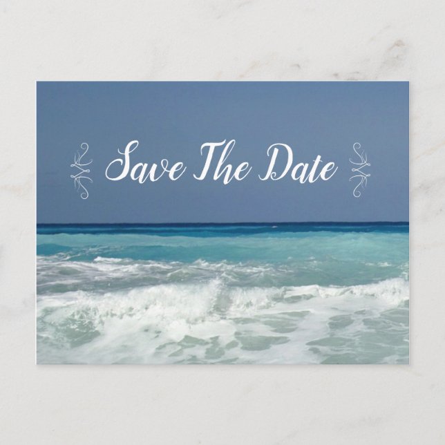 Postal Beach Destination Modern Save the Date Postcards (Anverso)