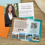 Postal Beach House Rental Property Manager QR Code Photo<br><div class="desc">Personalice fácilmente sus propias tarjetas de personalizado para la gestión de su propiedad, alquiler de vacaciones, servicio de reservas de apartamentos y más! Todas las fotos se pueden reemplazar con sus propias imágenes subidas, incluyendo fotos de agentes personales así como fotos de propiedades de muestra. Esta plantilla incluye un código...</div>