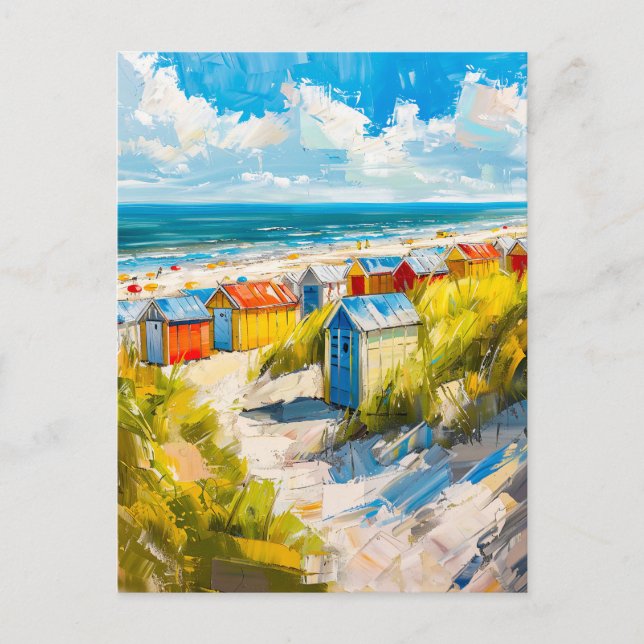 Postal Beach Huts by the Sea in Holland Painting (Anverso)