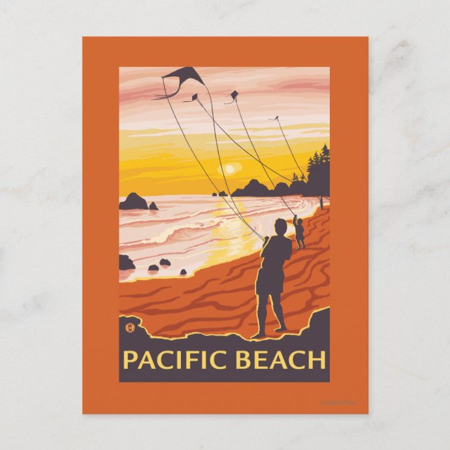 Postal Beach & Kites - Pacific Beach, Washington (Anverso)