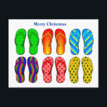 Postal Beach Merry Christmas Flip Flops<br><div class="desc">Beach Flip Flops Merry Christmas Postcard</div>
