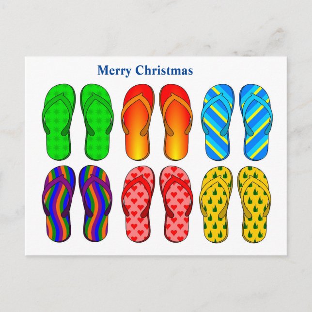 Postal Beach Merry Christmas Flip Flops (Anverso)