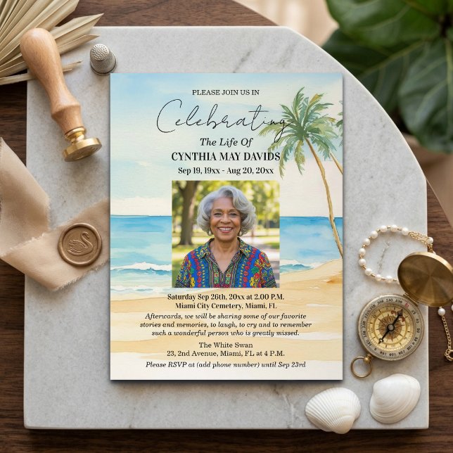 Postal Beach Palm Trees Celebration Of Life Photo (Subido por el creador)