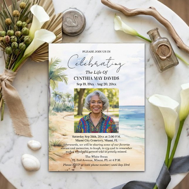 Postal Beach Palm Trees Celebration Of Life Photo (Subido por el creador)