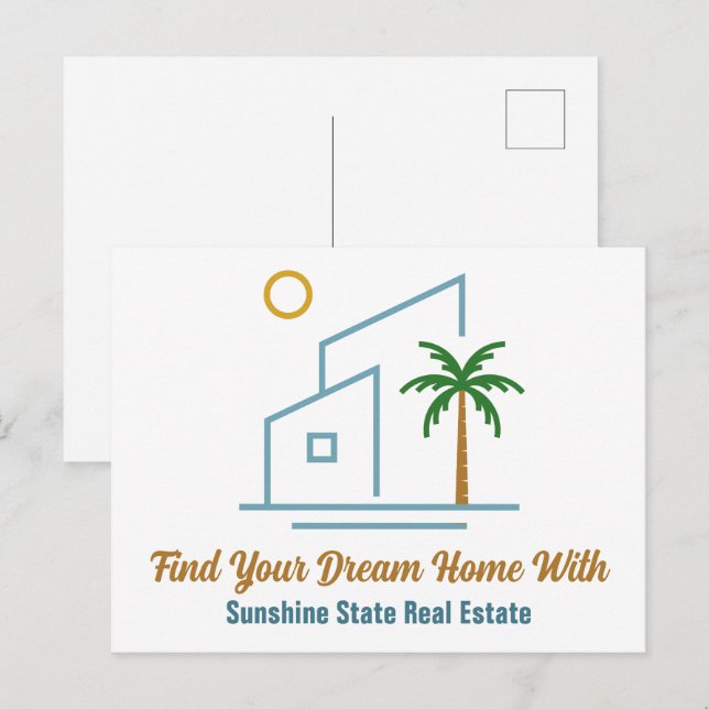 Postal Beach Real Estate Company Cute Personalizable (Anverso / Reverso)