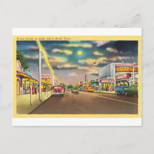 Postal Beach Street en la noche en Savin Rock, CT
