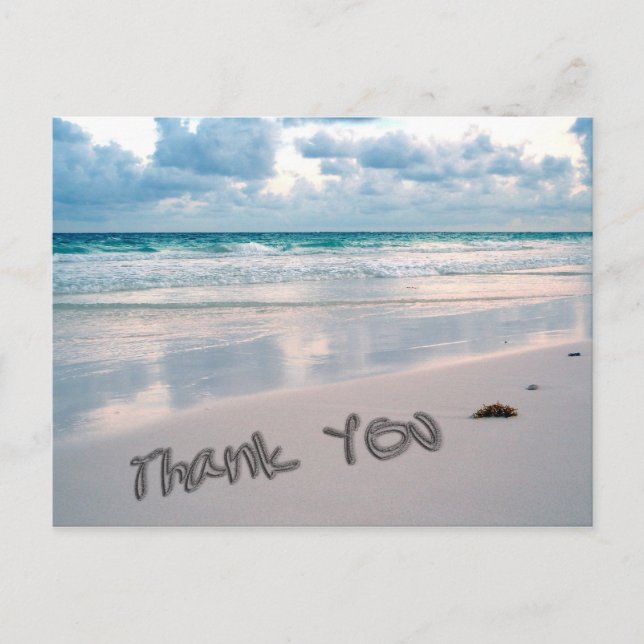 Postal Beach Sunset Gracias A La Escritura De Arena (Anverso)