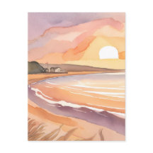 Beach Sunset | Hermosa pintura acuarela