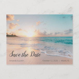 Postal Beach Sunset Save the Date Postcard