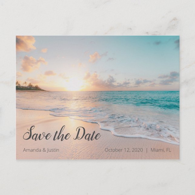 Postal Beach Sunset Save the Date Postcard (Anverso)