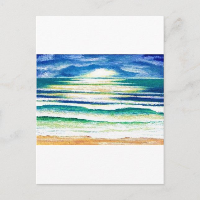 Postal Beach Surf Ocean Waves Beach Decoración Sunrise (Anverso)