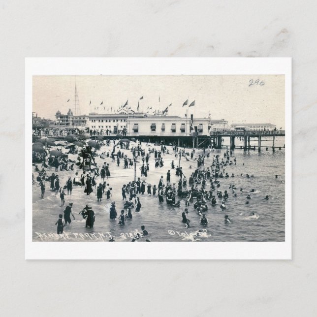 Postal Beach View, Asbury Park, New Jersey Vintage (Anverso)