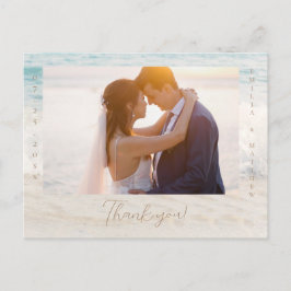 Postal Beach Wedding Photo Thank you Postcard
