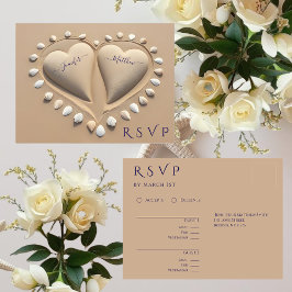 Postal Beach Wedding RSVP- Corazones de arena