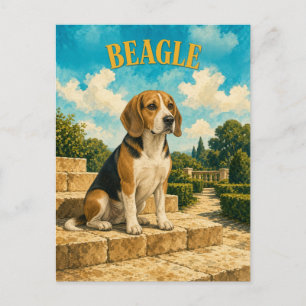 Postal Beagle, Arte de Perro Acuarela Vintage