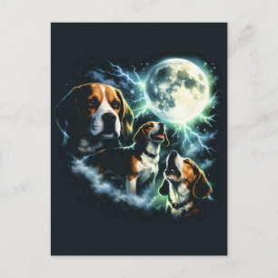 Postal Beagle Aullando a la Luna – Perro de Caza Nocturno