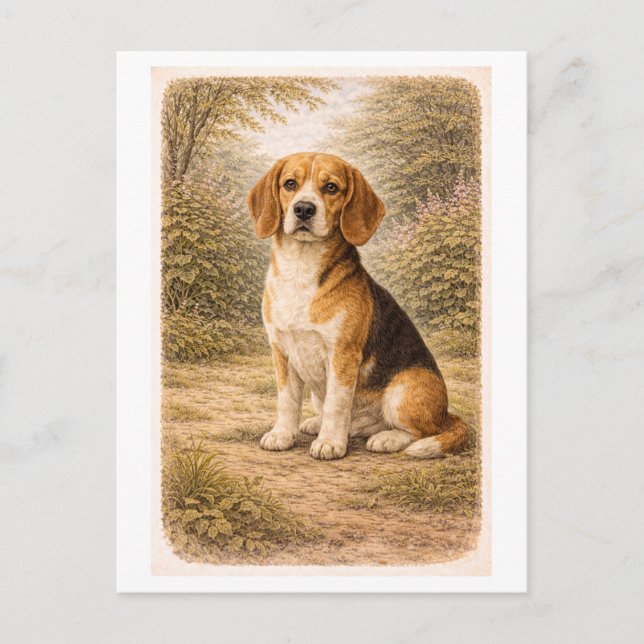 Postal Beagle de estilo vintage (Anverso)