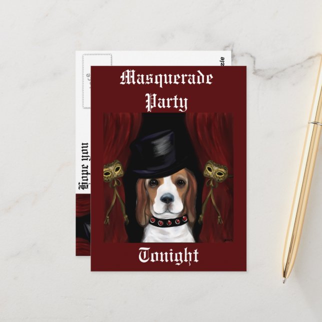 POSTAL BEAGLE DE MARDI GRAS (Anverso/Reverso In Situ)