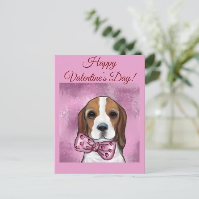 POSTAL BEAGLE DE SAN VALENTÍN (Anverso de pie)