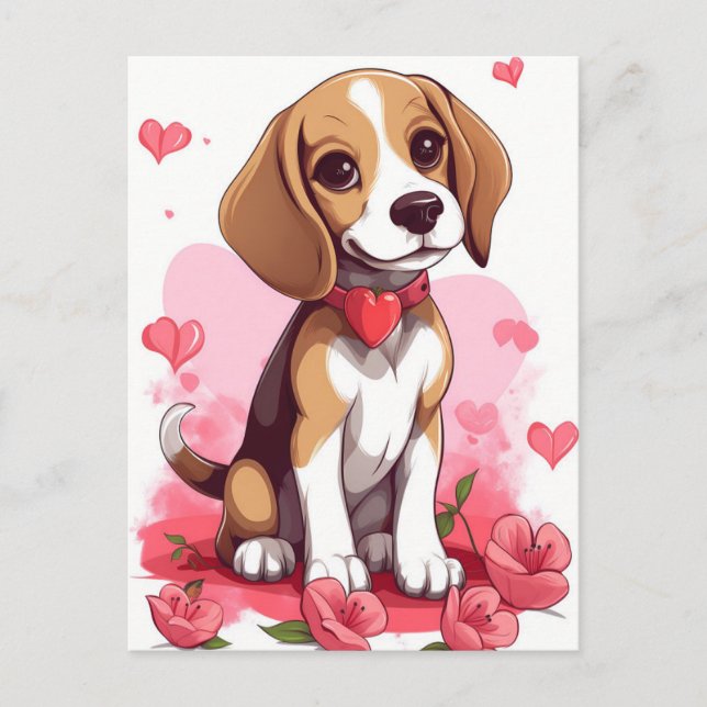Postal Beagle Día de San Valentín (Anverso)