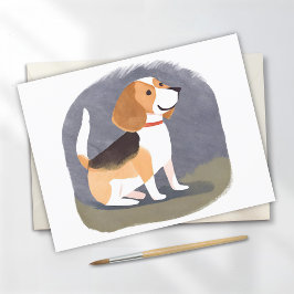 Postal Beagle Dog | Cuadros Mascotas Perros Puppy acuarel