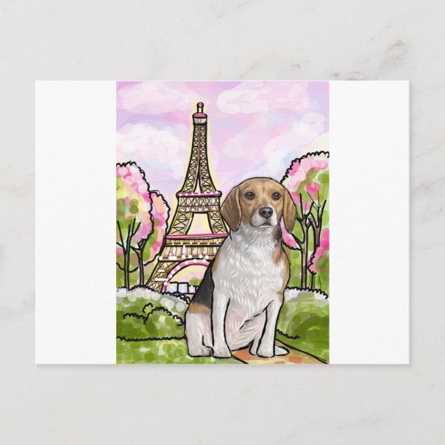 Postal beagle eiffel tower paris (Anverso)