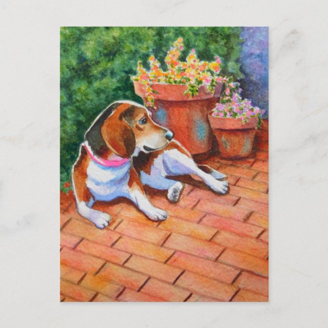Postal Beagle en Brick Patio (Anverso)