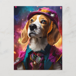 Postal Beagle en un Gorra rosado