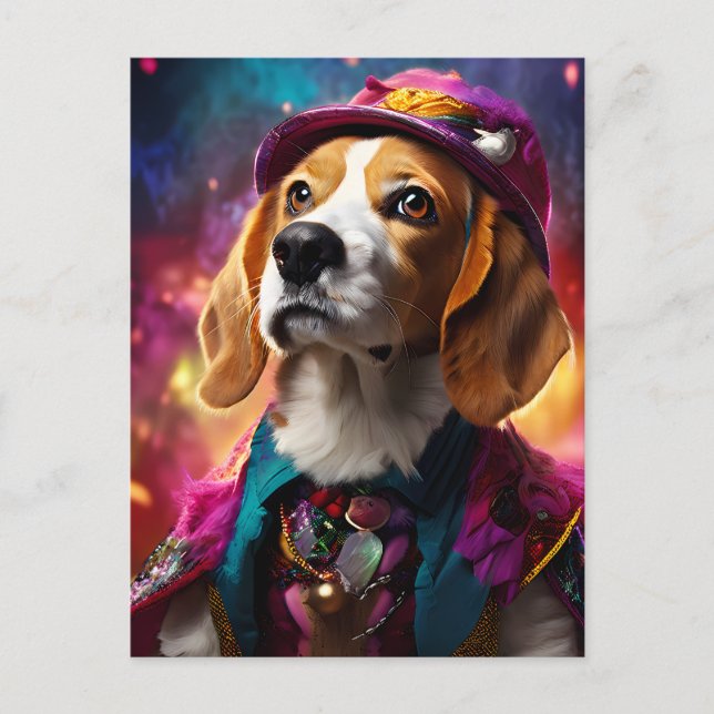 Postal Beagle en un Gorra rosado (Anverso)
