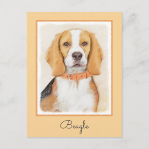 Postal Beagle Hound Dog Pintura original de animales