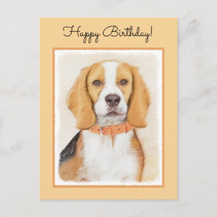 Postal Beagle Hound Dog Pintura original de animales