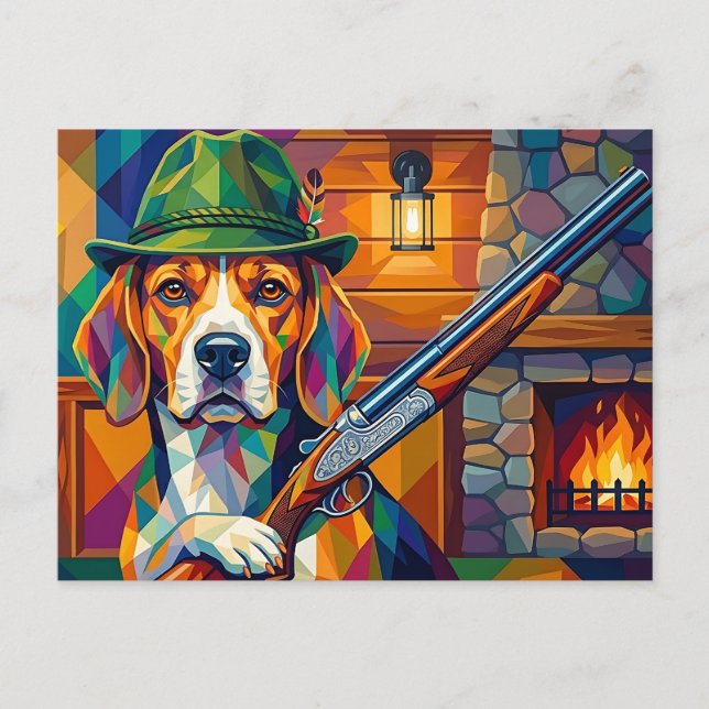 Postal Beagle Jäger Pop Art – Moderner Jagdhund (Anverso)