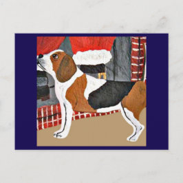 Postal Beagle ladrando a Santa