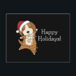 Postal Beagle Merry Christmas Winter Animals Dog Postcard<br><div class="desc">El perro beagle en Navidades con luces de hadas. Animales divertidos con regalos y nieve para las vacaciones. También es gracioso para los Navidades en julio. Los perros son lindos animales y son perfectos para los Navidades.</div>