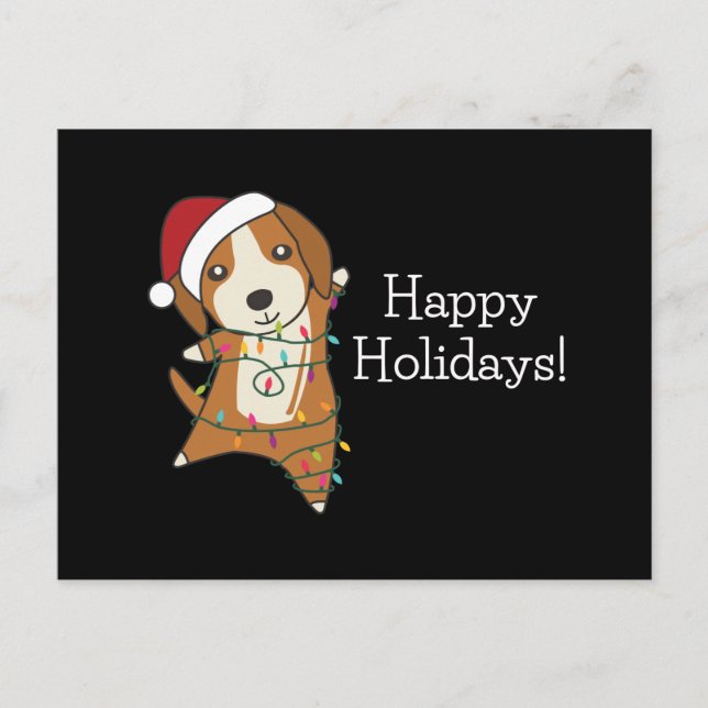 Postal Beagle Merry Christmas Winter Animals Dog Postcard (Anverso)